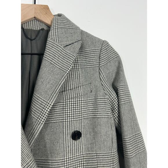 ALLSAINTS Astrid Plaid Double Breasted oversized Blazer Size 2 Tailored Gray - Picture 9 of 9